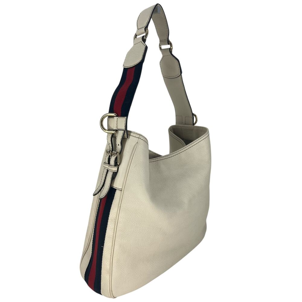 Gucci Vintage Web Leather Heritage Hobo Bag White Shoulder Bag - Picture 2 of 16